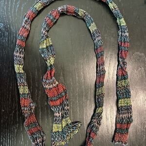 Lot of 3 assorted vintage thin scarf neck ties- silk , beaded, floral- patterned